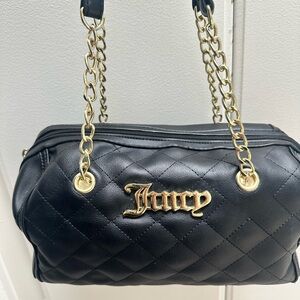 Juicy Couture Black Quilted Satchel with Gold Accents